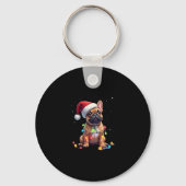 Franse Bulldog Xmas Verlichting Santa Franse Bulld Sleutelhanger (Voorkant)