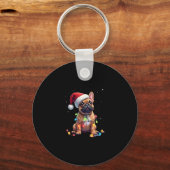 Franse Bulldog Xmas Verlichting Santa Franse Bulld Sleutelhanger (Voorkant)