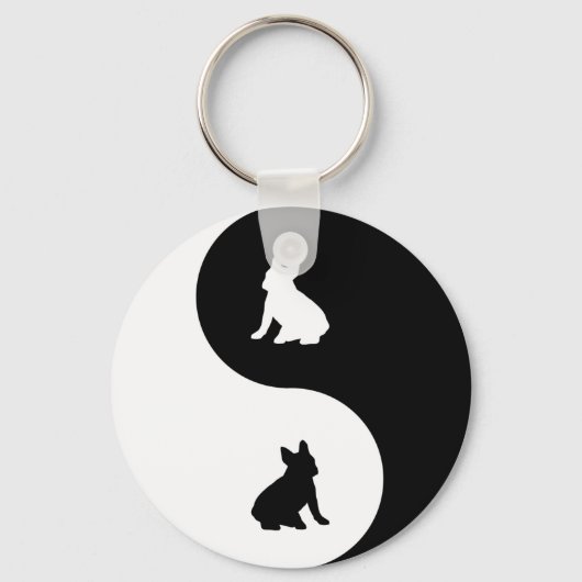 Franse Bulldog Yin Yang Sleutelhanger (Voorkant)