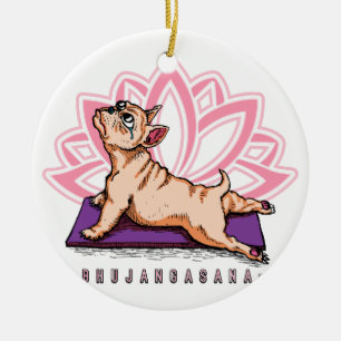 Franse Bulldog Yoga - Bhujangasana Pose - Funny Keramisch Ornament