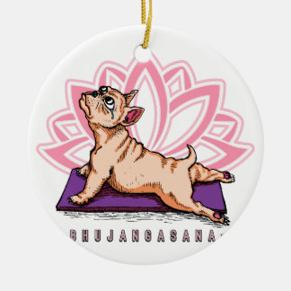 Franse Bulldog Yoga - Bhujangasana Pose - Funny Keramisch Ornament