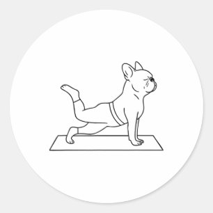 Franse Bulldog Yoga Grappige Franse Ronde Sticker
