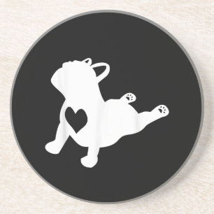 Franse Bulldog Yoga Love Heart Frenchie Workout Zandsteen Onderzetter