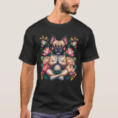 Franse Bulldog Yoga Meditatie Esthetische Lotus T-shirt (Voorkant)