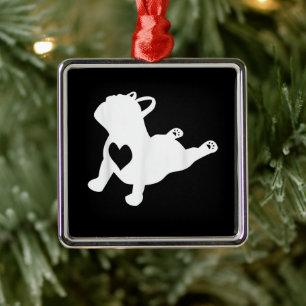 Franse Bulldog Yoga Pose Love Heart Gift Metalen Ornament