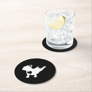 Franse Bulldog Yoga Pose Love Heart Gift Ronde Kartonnen Onderzetter