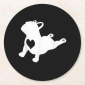 Franse Bulldog Yoga Pose Love Heart Gift Ronde Kartonnen Onderzetter (Voorkant)