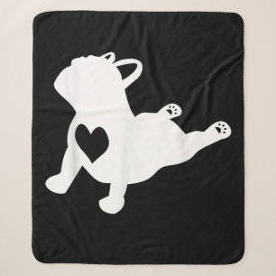 Franse Bulldog Yoga Pose Love Heart Gift Sherpa Deken