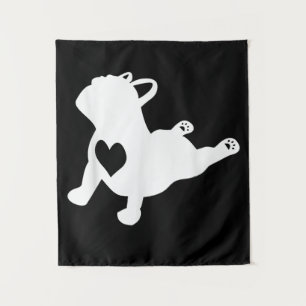 Franse Bulldog Yoga Pose Love Heart Gift Wandkleed