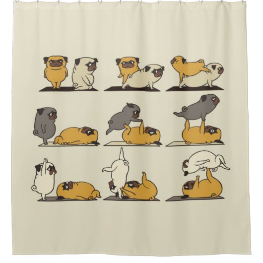 Franse Bulldog Yoga Poses | Dog Yoga Lovers Douchegordijn (Voorkant)