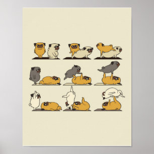 Franse Bulldog Yoga Poses   Dog Yoga Lovers Poster