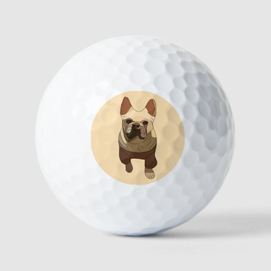 Franse Bulldog, Zachte Perzik Golfballen (Voorkant)