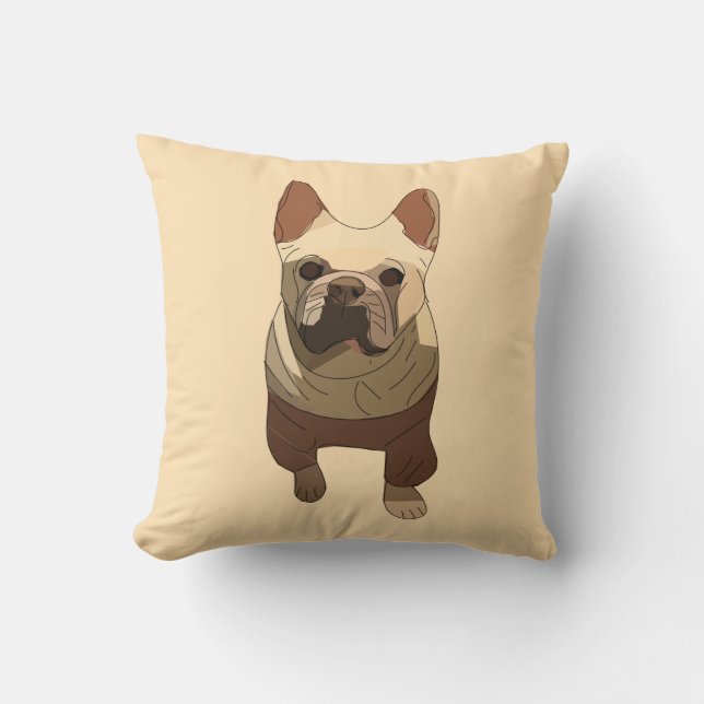 Franse Bulldog, Zachte Perzik Kussen (Voorkant)
