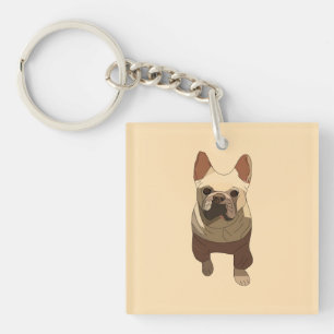 Franse Bulldog, Zachte Perzik Sleutelhanger