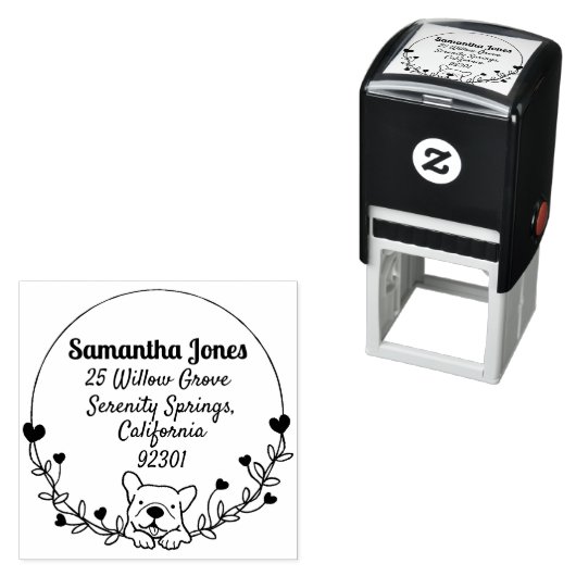 Franse bulldog zelf inkt rubberen stempel (In situ)