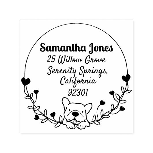 Franse bulldog zelf inkt rubberen stempel (Design)