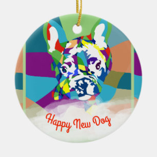 Franse Bulldog zittend Keramisch Ornament