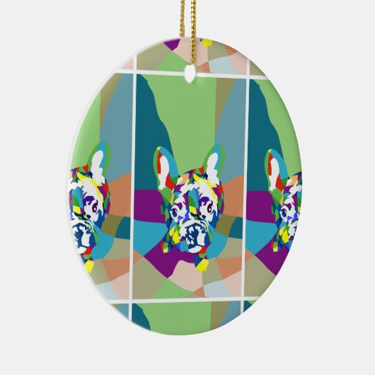 Franse Bulldog zittend Keramisch Ornament (Rechts)