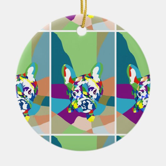 Franse Bulldog zittend Keramisch Ornament (Voorkant)