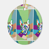 Franse Bulldog zittend Keramisch Ornament (Links)