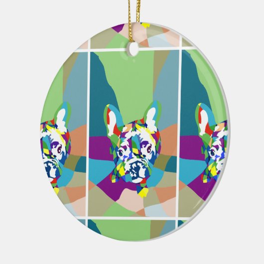 Franse Bulldog zittend Keramisch Ornament (Links)