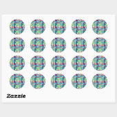 Franse Bulldog zittend Ronde Sticker (Vel)