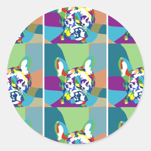 Franse Bulldog zittend Ronde Sticker (Voorkant)
