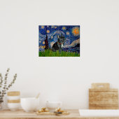 Franse Bulldog (zwart 11) - Sterrennacht Poster (Keuken)