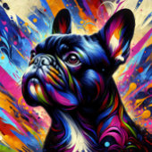 Franse Bulldog zwart acryl print | Kleurrijk Legpuzzel
