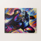 Franse Bulldog zwart acryl print | Kleurrijk Legpuzzel (Horizontaal)