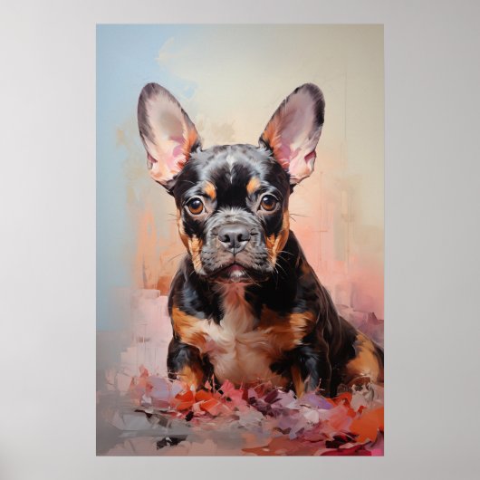 Franse Bulldog zwart en tan puppy Poster (Voorkant)