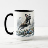 Franse Bulldog Zwart, Kerst Koffie Mok Cup (Links)