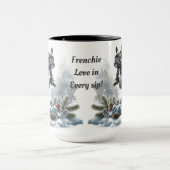 Franse Bulldog Zwart, Kerst Koffie Mok Cup (Midden)