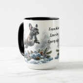 Franse Bulldog Zwart, Kerst Koffie Mok Cup (Voorkant links)