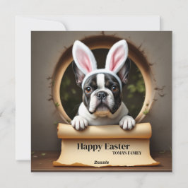 Franse Bulldog zwart - met familienaam Feestdagenkaart