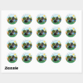 Franse Bulldog (zwart-rode kraag) Ronde Sticker (Vel)