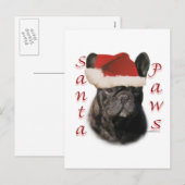 Franse Bulldog (zwart) Santa Paws Feestdagenkaart (Voorkant / Achterkant)