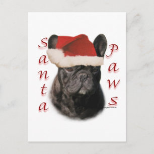 Franse Bulldog (zwart) Santa Paws Feestdagenkaart