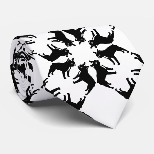 Franse Bulldog zwart-wit Stropdas (Opgerold)