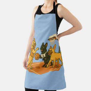 Franse Bulldoggen die basketbal spelen. Schort