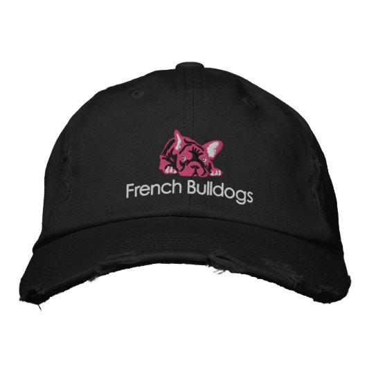 Franse Bulldoggen Geborduurde Pet (Voorkant)