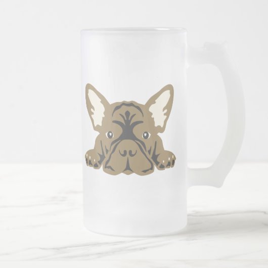 Franse Bulldoggen Matglas Bierpul (Rechts)