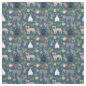 Franse Bulldogs Cactus Floral Stof (Swatch)