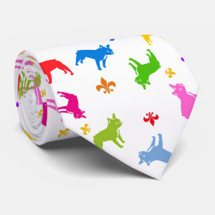 Franse Bulldogs colorfull Stropdas
