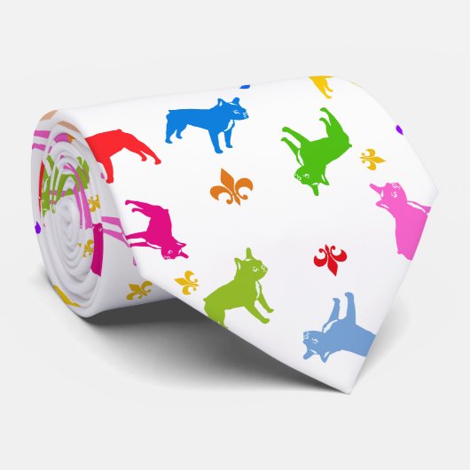 Franse Bulldogs colorfull Stropdas (Opgerold)