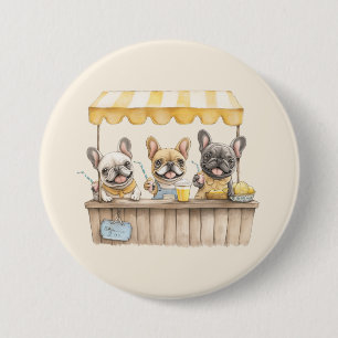 Franse Bulldogs die een limonade stand runnen Ronde Button 7,6 Cm
