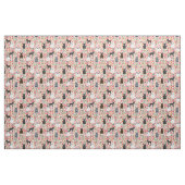 Franse Bulldogs Floral  roze Stof (Fat Quarter)