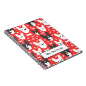Franse Bulldogs Frenchies Dog Pattern Red Notitieboek (Rechterzijde)