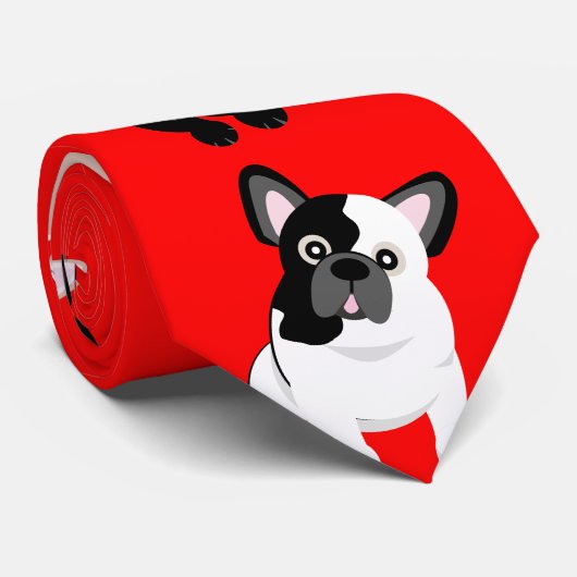 Franse Bulldogs Frenchies kerstrood Stropdas (Opgerold)