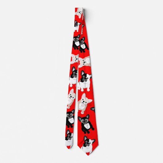 Franse Bulldogs Frenchies kerstrood Stropdas (Achterkant)